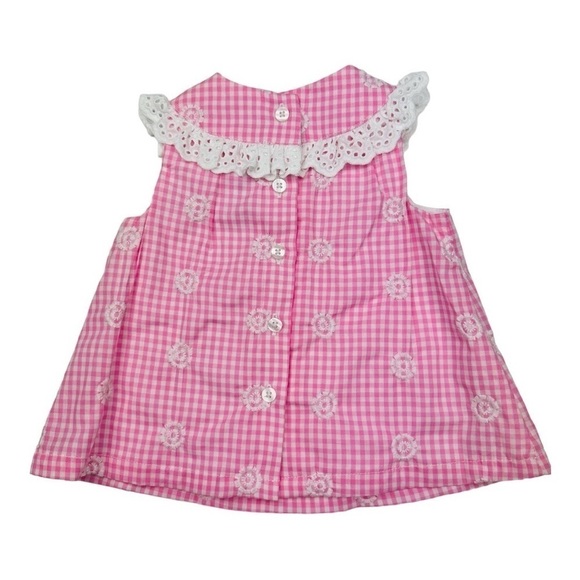 Little Me Gingham Ruffle Pink Dress Size 6 Months - Picture 2 of 6